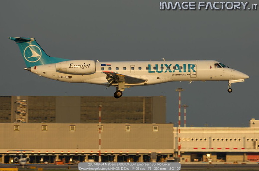 2007-08-24 Malpensa 090 LX-LGK Embraer 135-145 Luxair